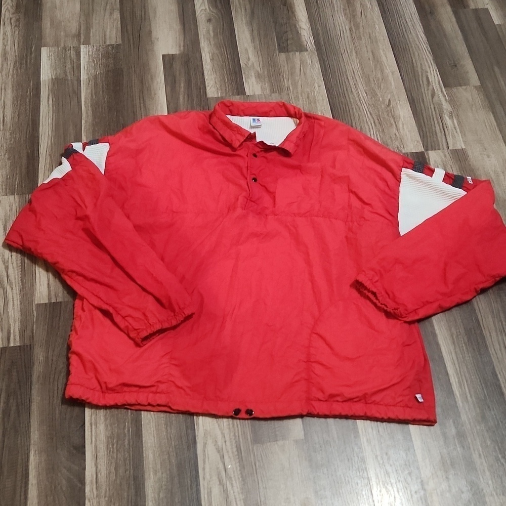 Russell Athletic Vintage Popover Jacket Waffle Fabric Detail 90's Size XL